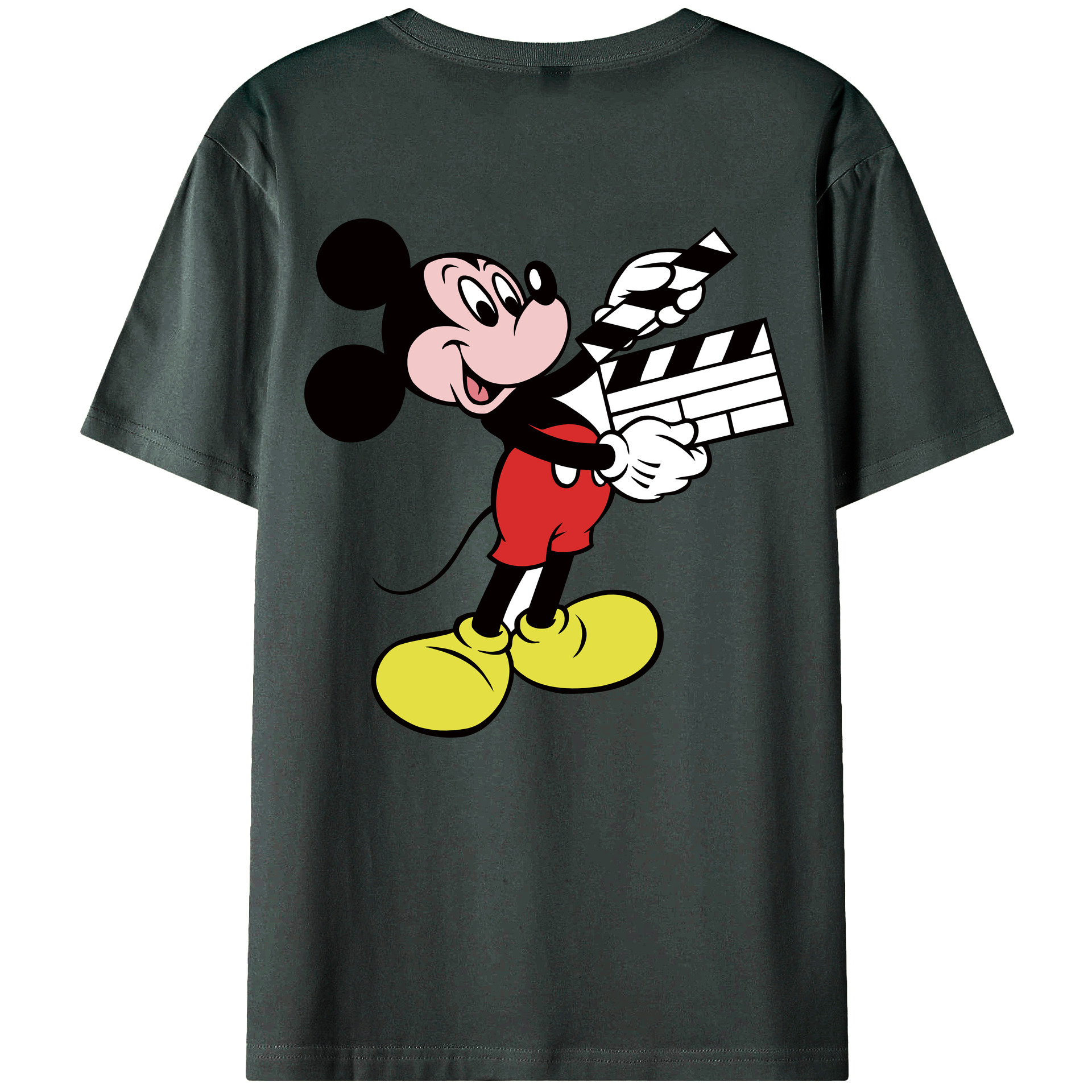 ミッキーマウス Mickey Mouse 綿100％ メンズ半袖Tシャツ（バックプリント） 通気性